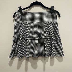 Wayf Tiered Ruffle Skirt XS Black & White Gingham